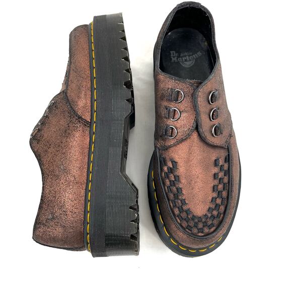 Martens Ashley Leather Platform Creeper Loafer Shoes Copper